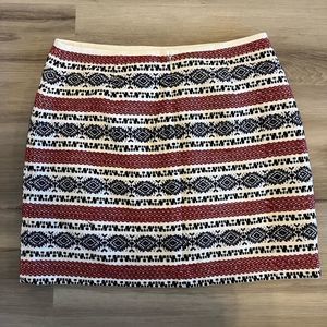 Madewell Jacquard Gamine Mini Skirt Size 8 Red Blue White Striped Geo Aztec Prin